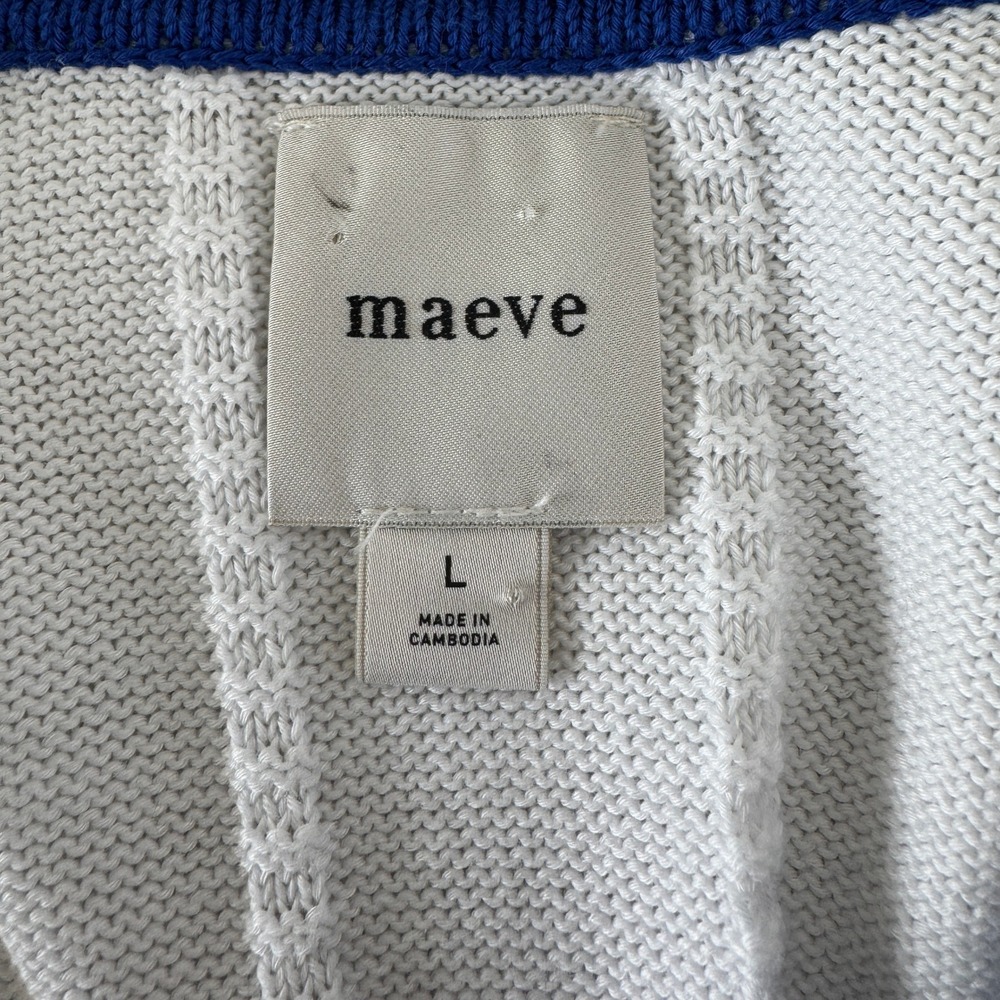 Maeve Anthropologie Knit Polo Rugby Sweater L Oversized Cotton Colorblock Preppy - Picture 8 of 14